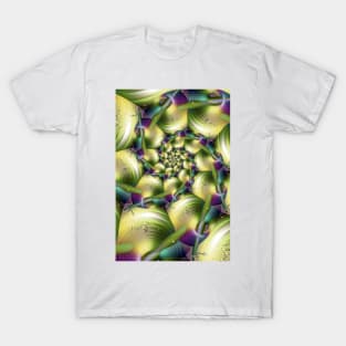 Golden green vortex fractal T-Shirt